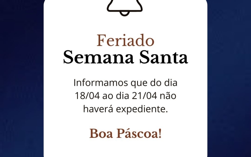 Comunicado- Feriado de Páscoa