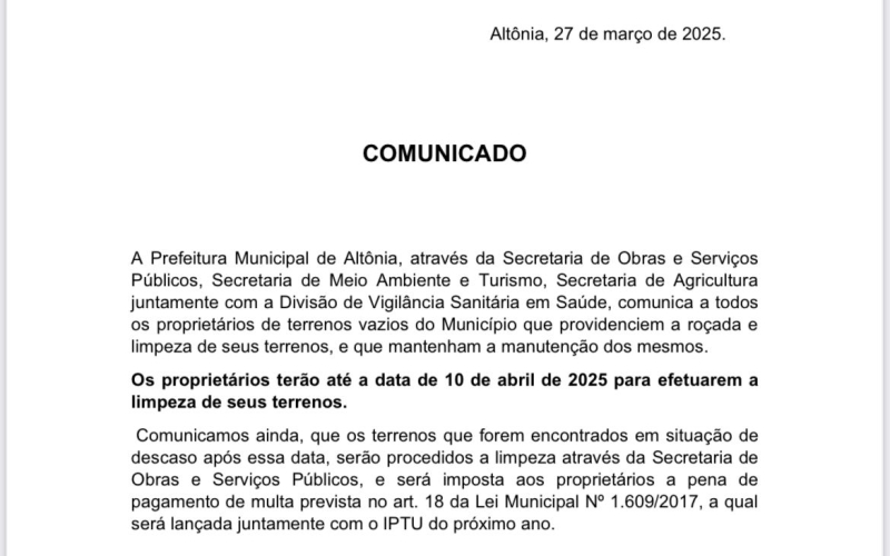 COMUNICADO IMPORTANTE